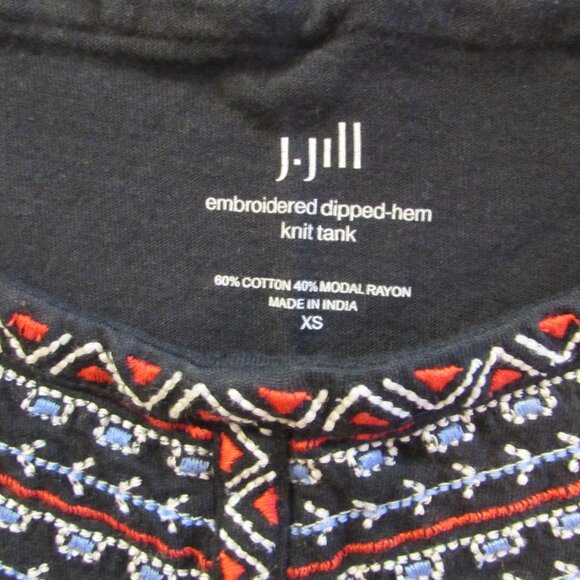 J Jill Embroidered Dipped Hem Knit Tank Cotton Blend XS - Picture 2 of 14